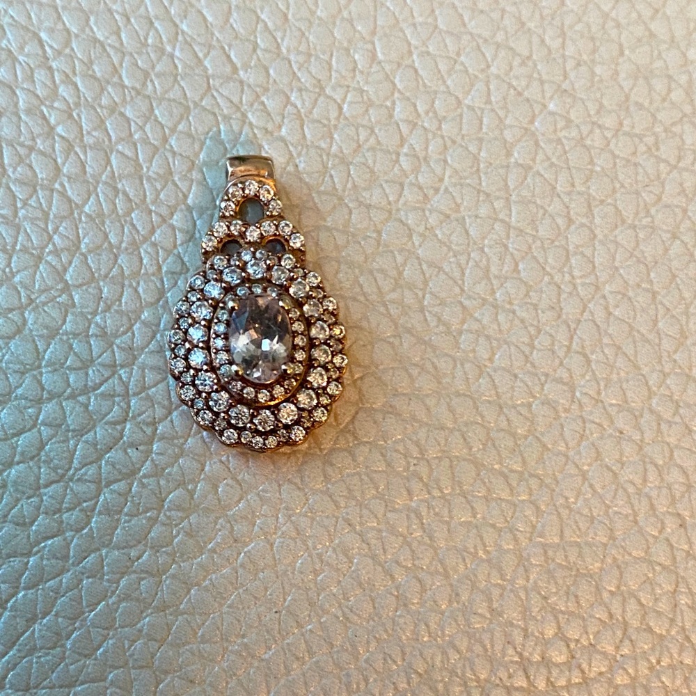 Pink Monganite Moissanite 18K VermeiL 
Over Sterling silver 1.00 total CTW